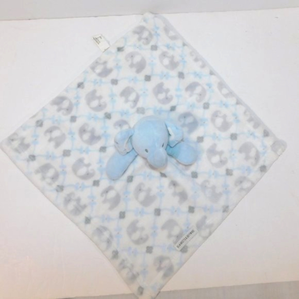 Blankets & Beyond Blue Gray Elephant Plush Security Blanket Baby Lovey Nunu